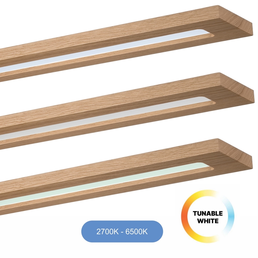 Brilagi - LED RGBW Stmievateľný panel WOODY FRAME LED/34W/230V 11,5x123 cm 2700-6500K dub + diaľkové ovládanie