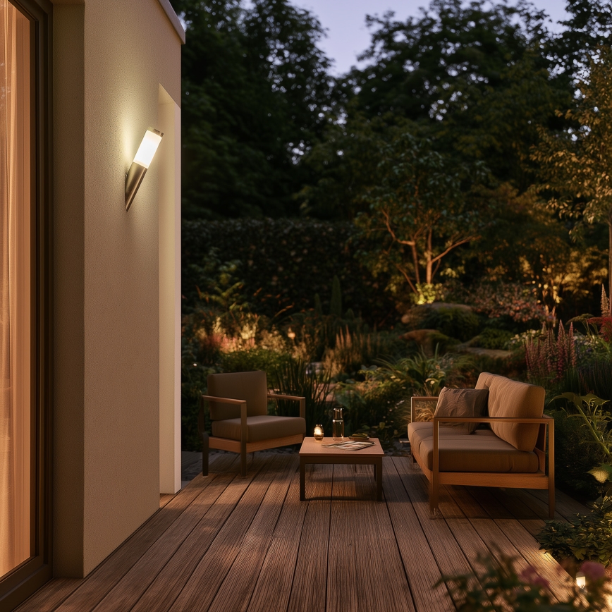 BRILAGI - LED RGBW Stmievateľná vonkajšia nástenná lampa ELIA 1xE27/6,5W/230V 2700-6500K IP44 Wi-Fi matný chróm