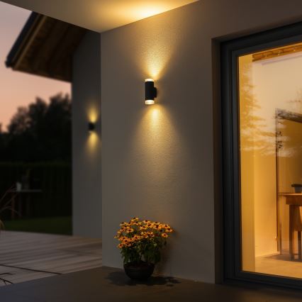 Brilagi - LED RGBW stmievateľné vonkajšie nástenné svietidlo MATERA 2xGU10/4,8W/230V 3000K IP54 antracit + diaľkové ovládanie