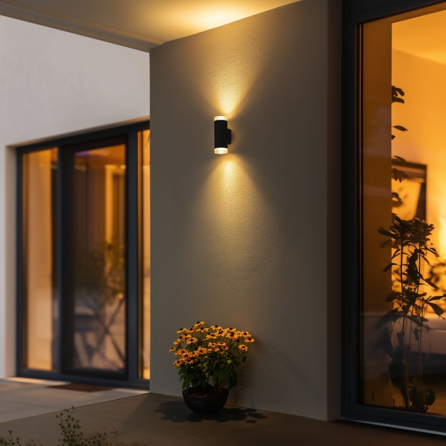 Brilagi - LED RGBW stmievateľné vonkajšie nástenné svietidlo MATERA 2xGU10/4,8W/230V 3000K IP54 čierna + diaľkové ovládanie