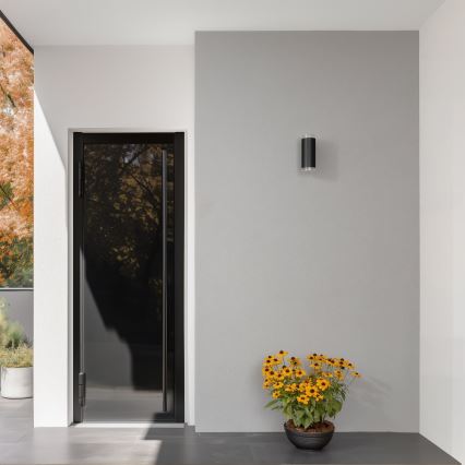 Brilagi - LED RGBW stmievateľné vonkajšie nástenné svietidlo MATERA 2xGU10/4,8W/230V 3000K IP54 čierna + diaľkové ovládanie