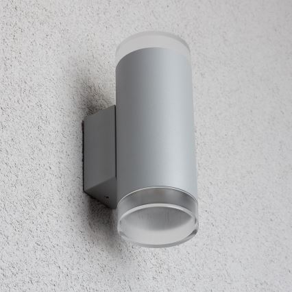 Brilagi - LED RGBW Stmievateľné vonkajšie nástenné svietidlo MATERA 2xGU10/4,8W/230V 3000K IP54 sivá + diaľkové ovládanie