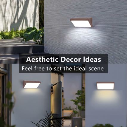 Brilagi - LED RGBW Stlmiteľné vonkajšie nástenné svietidlo TRIANGLE 1xE27/9W/230V 2700-6500K IP65 hnedá