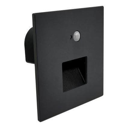 Brilagi - LED schodiskové svietidlo so senzorom pohybu a súmraku JACK LED/3W/230V 3000/4000/6500K IP65 čierna