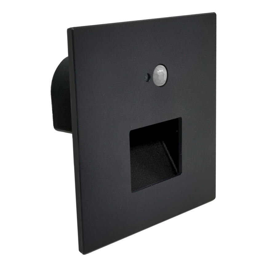 Brilagi - LED schodiskové svietidlo so senzorom pohybu a súmraku JACK LED/3W/230V 3000/4000/6500K IP65 čierna