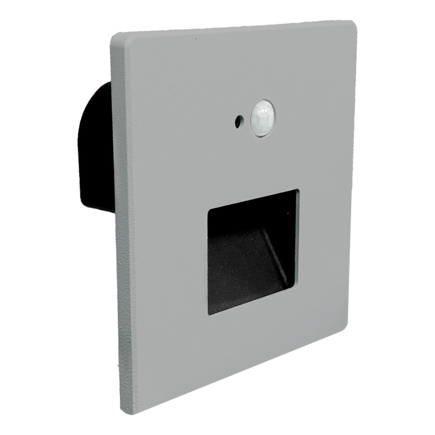 Brilagi - LED schodiskové svietidlo so snímačom pohybu a súmraku JACK LED/3W/230V 3000/4000/6500K IP65 sivá