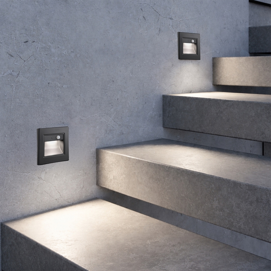 Brilagi - LED schodiskové svietidlo so senzorom STEP LIGHT LED/1,5W/230V IP44 čierne