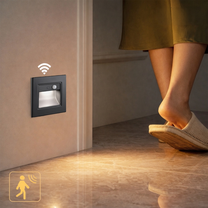 Brilagi - LED schodiskové svietidlo so senzorom STEP LIGHT LED/1,5W/230V IP44 čierne