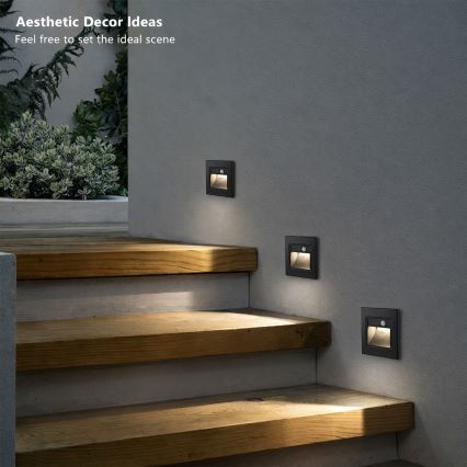 Brilagi - LED schodiskové svietidlo so senzorom STEP LIGHT LED/1,5W/230V IP44 čierne