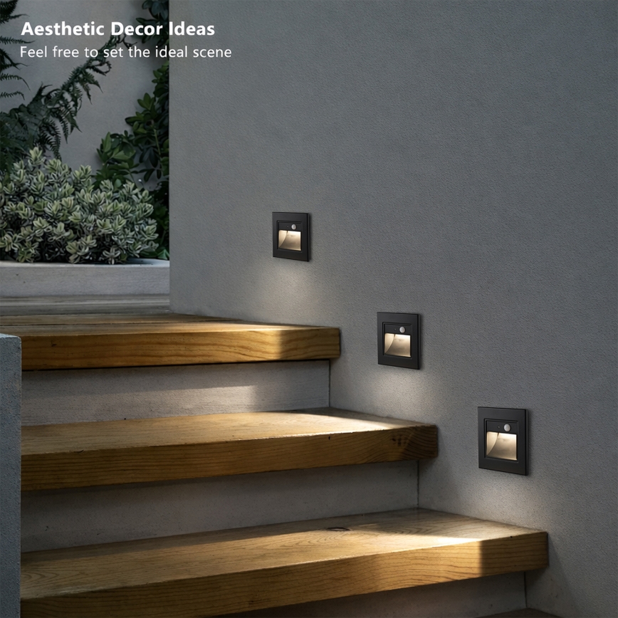 Brilagi - LED schodiskové svietidlo so senzorom STEP LIGHT LED/1,5W/230V IP44 čierne