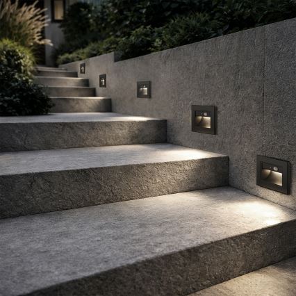 Brilagi - LED schodiskové svietidlo so senzorom STEP LIGHT LED/1,5W/230V IP44 čierne