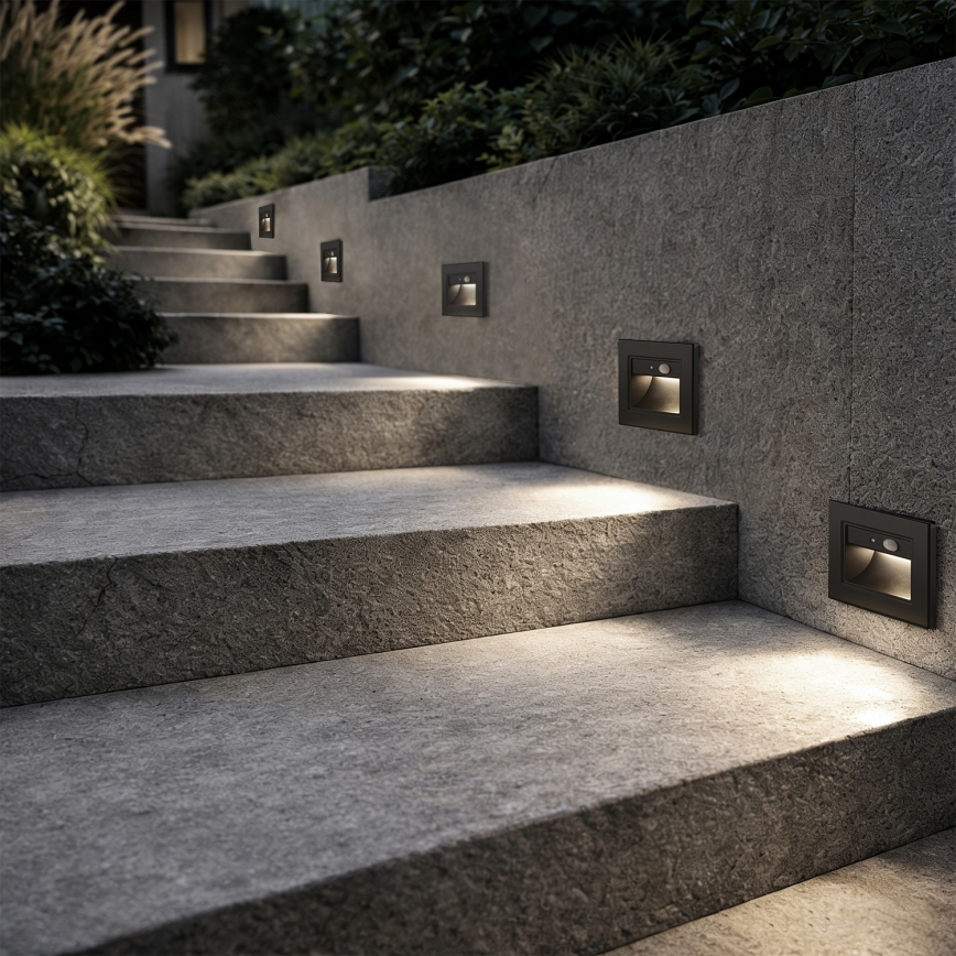 Brilagi - LED schodiskové svietidlo so senzorom STEP LIGHT LED/1,5W/230V IP44 čierne