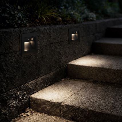 Brilagi - LED schodiskové svietidlo so senzorom STEP LIGHT LED/1,5W/230V IP44 čierne