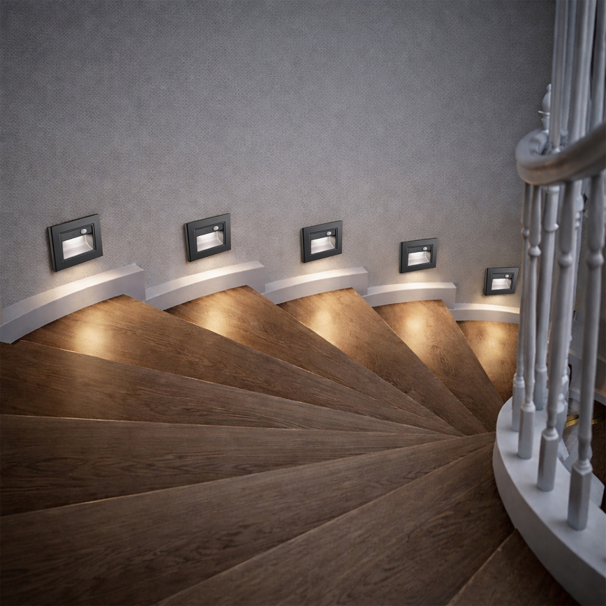 Brilagi - LED schodiskové svietidlo so senzorom STEP LIGHT LED/1,5W/230V IP44 čierne