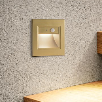 Brilagi - LED schodiskové svietidlo so senzorom STEP LIGHT LED/1,5W/230V IP44 zlaté
