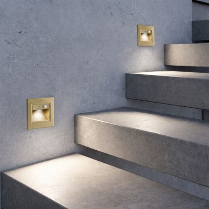Brilagi - LED schodiskové svietidlo so senzorom STEP LIGHT LED/1,5W/230V IP44 zlaté
