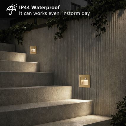 Brilagi - LED schodiskové svietidlo so senzorom STEP LIGHT LED/1,5W/230V IP44 zlaté