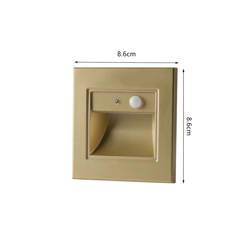 Brilagi - LED schodiskové svietidlo so senzorom STEP LIGHT LED/1,5W/230V IP44 zlaté