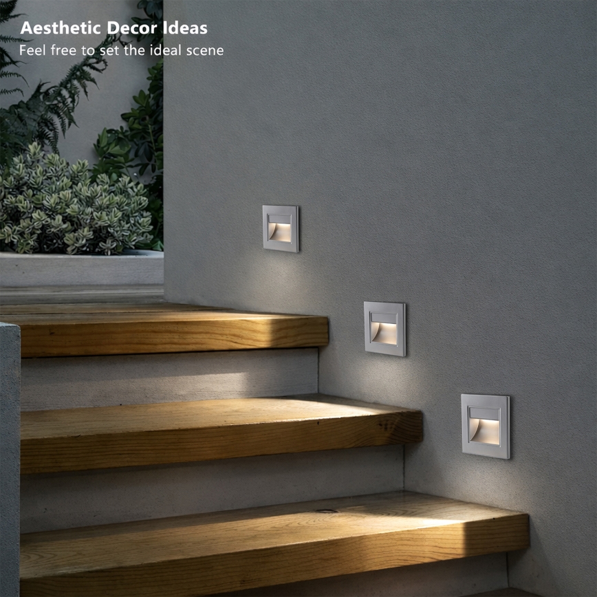 Brilagi - LED schodiskové svietidlo STEP LIGHT LED/1,5W/230V IP44 strieborné