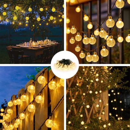 Brilagi - LED Solárna dekoračná reťaz BUBBLE 50xLED/8 funkcií 7m IP65 teplá biela 600 mAh