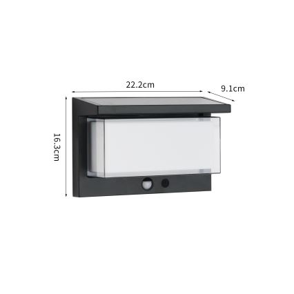 Brilagi - LED Solárne nástenné svietidlo so senzorom SLNKO LUME LED/10W/3,7V 4000 mAh IP44