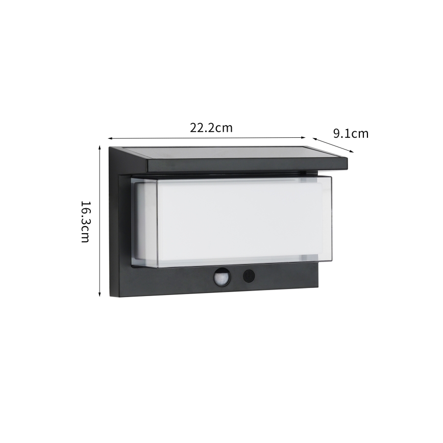 Brilagi - LED Solárne nástenné svietidlo so senzorom SLNKO LUME LED/10W/3,7V 4000 mAh IP44
