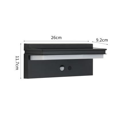 Brilagi - LED Solárne nástenné svietidlo so senzorom SLNKO SENSE LED/10W/3,7V 4000 mAh IP44
