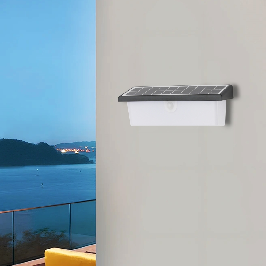 Brilagi - LED Solárne nástenné svietidlo so senzorom SLNKO RAY LED/6W/3,7V 2200 mAh IP44