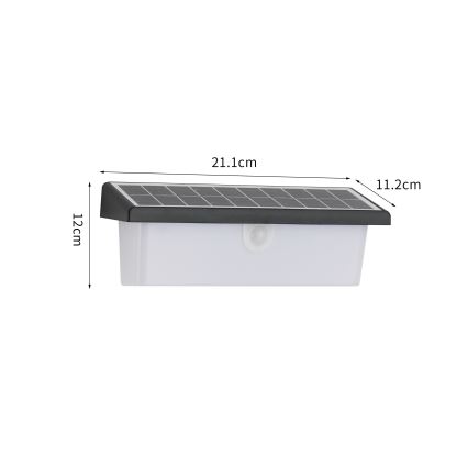 Brilagi - LED Solárne nástenné svietidlo so senzorom SLNKO RAY LED/6W/3,7V 2200 mAh IP44