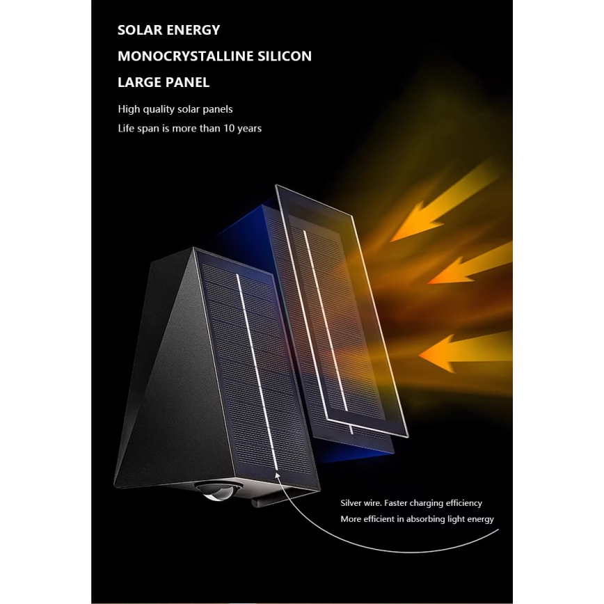 Brilagi - LED Solárne nástenné svietidlo PYRAMID LED/2W/3,2V 1300 mAh IP54