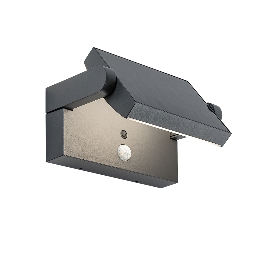 Brilagi - LED solárne nástenné svietidlo so senzorom pohybu a súmraku ANKLE LED/10W/3,7V 3000 mAh 3000K IP65 antracit