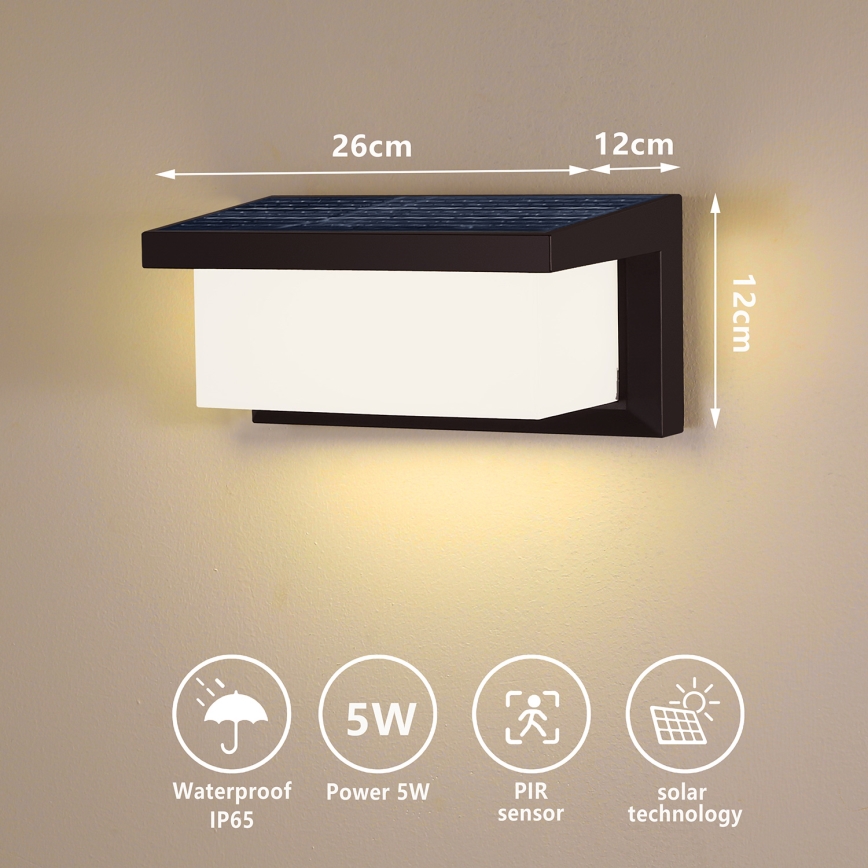 Brilagi - LED Solárne nástenné svietidlo so senzorom BRICKY LED/5W/6V 4000 mAh IP65