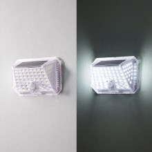 Brilagi - LED Solárne nástenné svietidlo so senzorom WALLIE LED/0,85W/3,7V 6500K IP65 strieborná