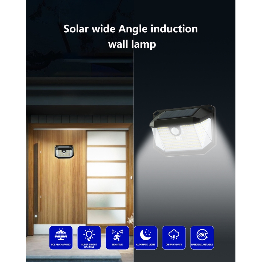 Brilagi - LED Solárne nástenné svietidlo so senzorom WALLIE LED/4W/5,5V 1200mAh 6500K IP65