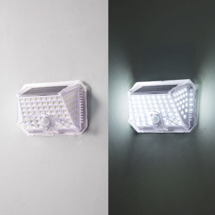 Brilagi - LED Solárne nástenné svietidlo so senzorom WALLIE LED/4W/5,5V 1200 mAh 6500K IP64 strieborná
