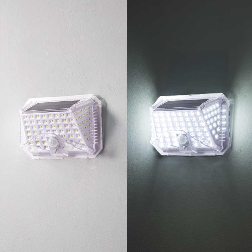 Brilagi - LED Solárne nástenné svietidlo so senzorom WALLIE LED/4W/5,5V 1200 mAh 6500K IP64 strieborná