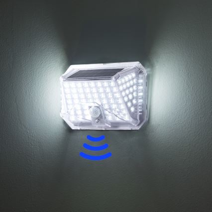 Brilagi - LED Solárne nástenné svietidlo so senzorom WALLIE LED/4W/5,5V 1200 mAh 6500K IP64 strieborná