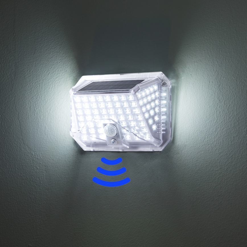 Brilagi - LED Solárne nástenné svietidlo so senzorom WALLIE LED/4W/5,5V 1200 mAh 6500K IP64 strieborná