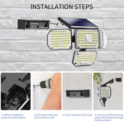 Brilagi - LED Solárne nástenné svietidlo so senzorom pohybu a súmraku WALLIE LED/5W/5,5V 2400 mAh IP65