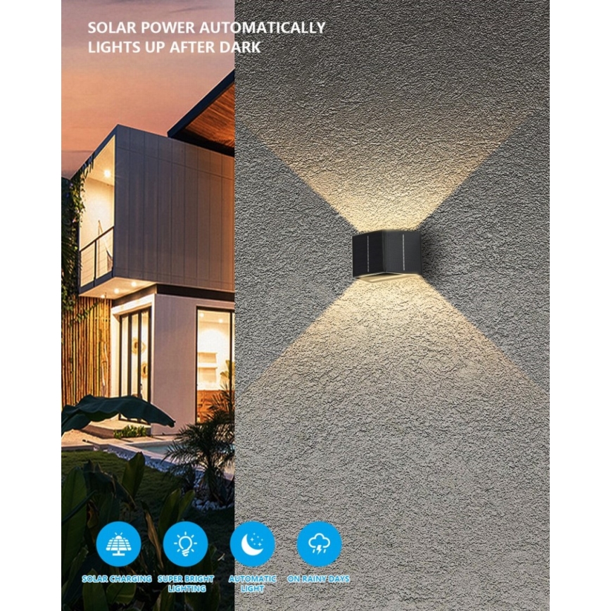 Brilagi - LED Solárne nástenné svietidlo SOLAR CUBE LED/2W/3,2V 1300 mAh IP54