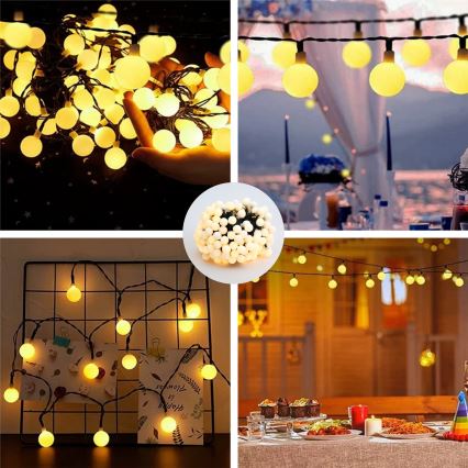 BRILAGI - LED solárna dekoratívna reťaz BUBBLE 200xLED/8 funkcií 20m IP65 teplá biela 800 mAh