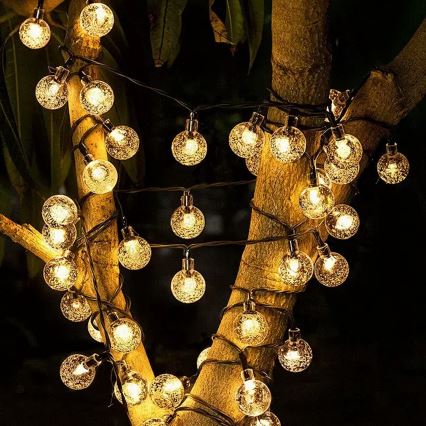 Brilagi - LED solárny dekoratívny reťazec BUBBLE, 100 LED, 8 režimov, 10 m, IP65, teplá biela, 600 mAh
