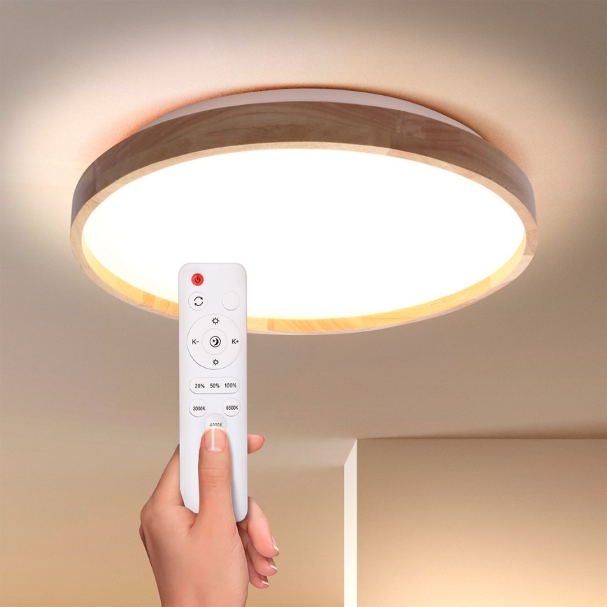 Brilagi - LED stmievateľné stropné svietidlo ALSON LED/48W/230V 3000-6500K dub pr. 39,5 cm + diaľkové ovládanie