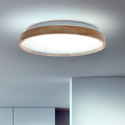 Brilagi - LED stmievateľné stropné svietidlo ALSON LED/48W/230V 3000-6500K dub pr. 39,5 cm + diaľkové ovládanie