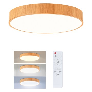 Brilagi - LED stlmiteľné stropné svietidlo POOL LED/36W/230V 3000-6000K pr. 30 cm drevený dekor + diaľkové ovládanie