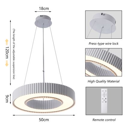 Brilagi - LED stmievateľný luster na lanku LUMIX LED/48W/230V 3000-6000K biela pr. 50 cm + diaľkové ovládanie