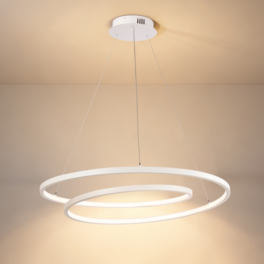Brilagi - LED stmievateľný závesný luster na lanku TWISTER LED/75W/230V 3000-6000K priemer 70 cm biely + diaľkové ovládanie