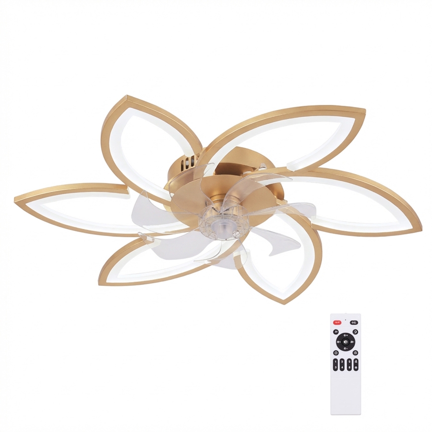 Brilagi - LED stmievateľný stropný ventilátor LED/34W/230V 3000-6500K priemer 78 cm zlatý + diaľkové ovládanie