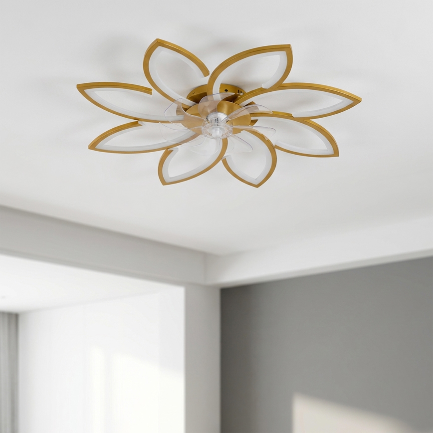 Brilagi - LED stmievateľný stropný ventilátor LED/43W/230V 3000-6500K priemer 90 cm zlatá + diaľkové ovládanie
