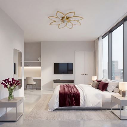 Brilagi - LED stmievateľný stropný ventilátor LED/43W/230V 3000-6500K priemer 90 cm zlatá + diaľkové ovládanie